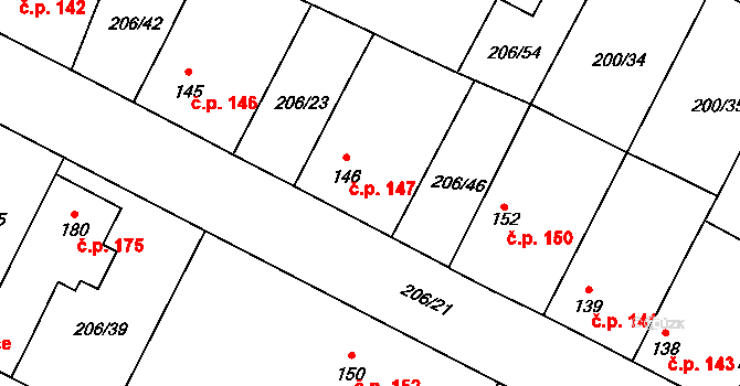 Chotětov 147 na parcele st. 146 v KÚ Chotětov, Katastrální mapa