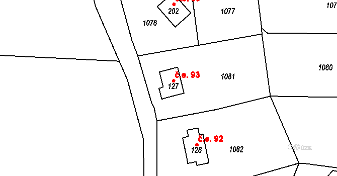 Čelina 93, Borotice na parcele st. 127 v KÚ Čelina, Katastrální mapa