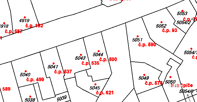 Kladno 500 na parcele st. 5044 v KÚ Kladno, Katastrální mapa