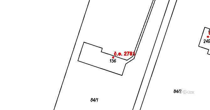 Těptín 2781, Kamenice na parcele st. 156 v KÚ Těptín, Katastrální mapa
