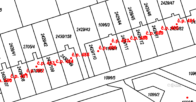 Dačice V 486, Dačice na parcele st. 2429/110 v KÚ Dačice, Katastrální mapa