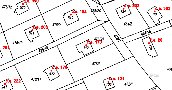 Žloukovice 170, Nižbor na parcele st. 112 v KÚ Žloukovice, Katastrální mapa