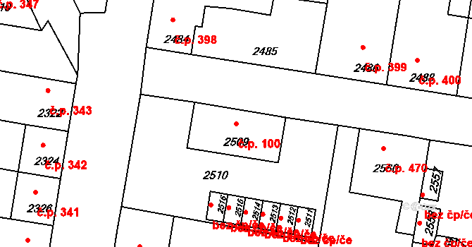 Mimoň I 100, Mimoň na parcele st. 2509 v KÚ Mimoň, Katastrální mapa