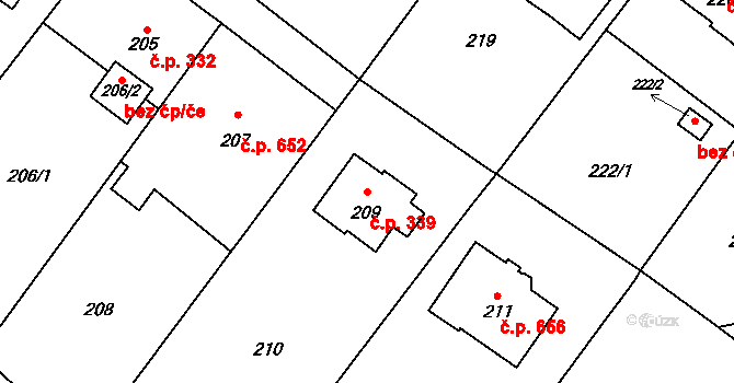 Lutyně 339, Orlová na parcele st. 209 v KÚ Horní Lutyně, Katastrální mapa