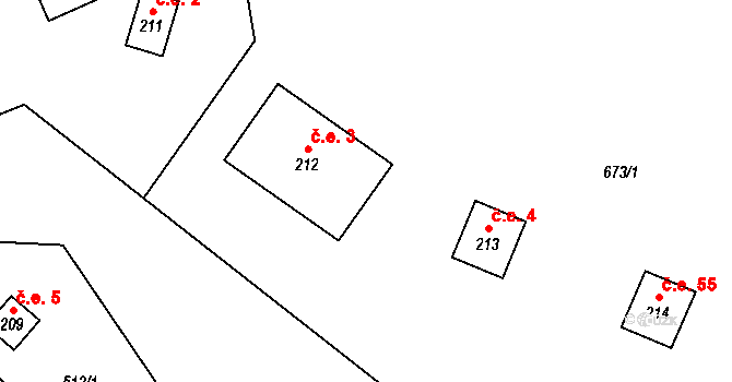 Hamr 3 na parcele st. 212 v KÚ Hamr, Katastrální mapa