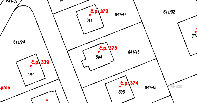 Chýnov 373 na parcele st. 594 v KÚ Chýnov u Tábora, Katastrální mapa