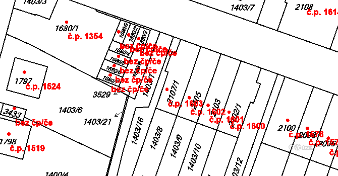Hořice 1603 na parcele st. 2107/1 v KÚ Hořice v Podkrkonoší, Katastrální mapa