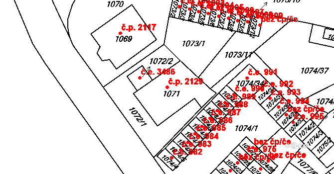 Ústí nad Labem-centrum 2129, Ústí nad Labem na parcele st. 1071 v KÚ Ústí nad Labem, Katastrální mapa