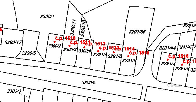 Střekov 1513, Ústí nad Labem na parcele st. 3291/4 v KÚ Střekov, Katastrální mapa