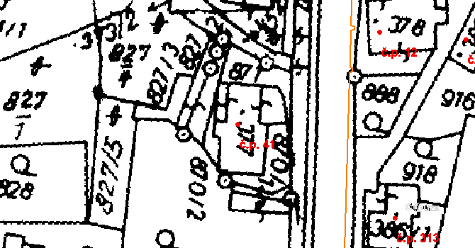 Dolní Dobrouč 41 na parcele st. 377 v KÚ Dolní Dobrouč, Katastrální mapa