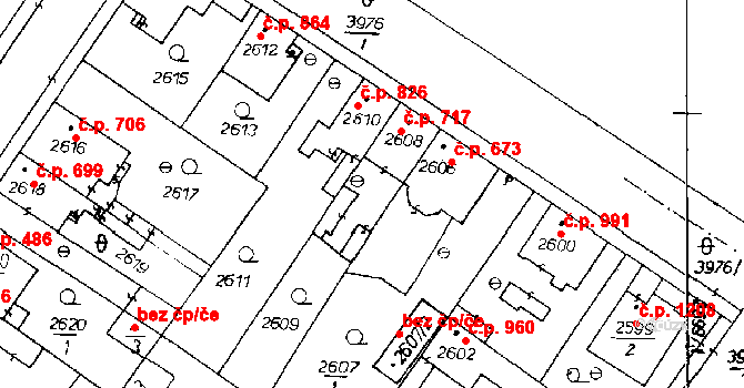 Poděbrady III 717, Poděbrady na parcele st. 2608 v KÚ Poděbrady, Katastrální mapa