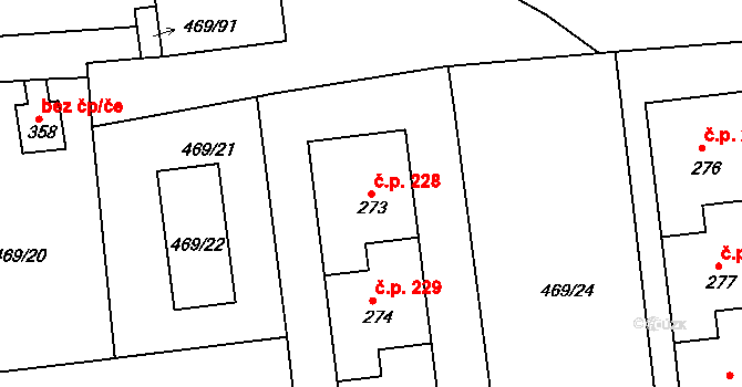 Maršov 228, Krupka na parcele st. 273 v KÚ Maršov u Krupky, Katastrální mapa
