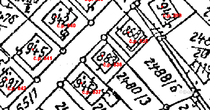 Jaroměřice nad Rokytnou 836 na parcele st. 883 v KÚ Jaroměřice nad Rokytnou, Katastrální mapa