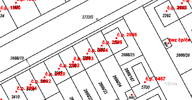 Břeclav 2595 na parcele st. 2290 v KÚ Břeclav, Katastrální mapa