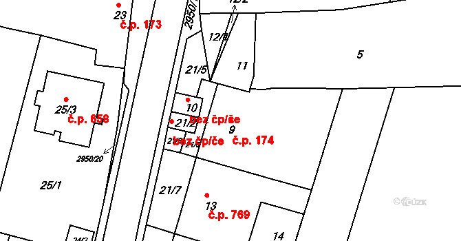 Žebětín 174, Brno na parcele st. 9 v KÚ Žebětín, Katastrální mapa
