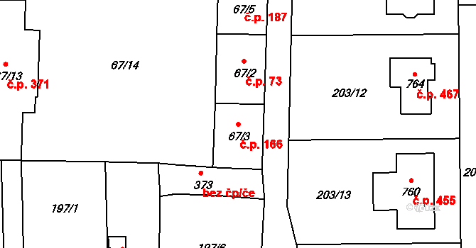 Černčice 166 na parcele st. 67/3 v KÚ Černčice u Loun, Katastrální mapa