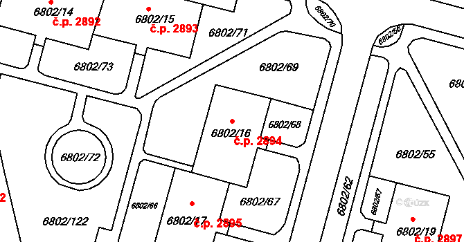 Frýdek 2894, Frýdek-Místek na parcele st. 6802/16 v KÚ Frýdek, Katastrální mapa