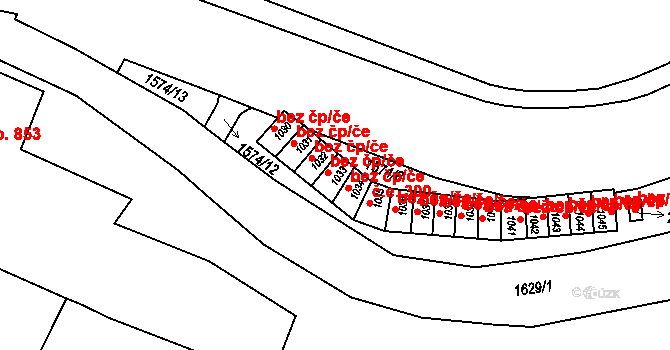 Litovel 299 na parcele st. 1033 v KÚ Litovel, Katastrální mapa