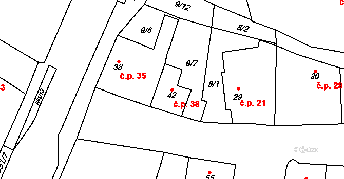 Ohučov 38, Staňkov na parcele st. 42 v KÚ Ohučov, Katastrální mapa