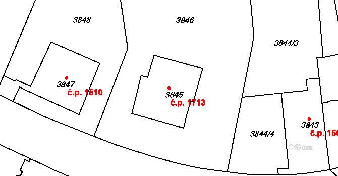 Smíchov 1713, Praha na parcele st. 3845 v KÚ Smíchov, Katastrální mapa