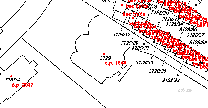 Dejvice 1540, Praha na parcele st. 3129 v KÚ Dejvice, Katastrální mapa