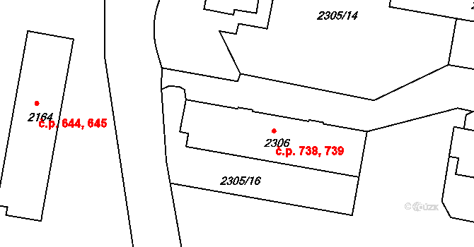 České Budějovice 3 738,739, České Budějovice na parcele st. 2306 v KÚ České Budějovice 3, Katastrální mapa