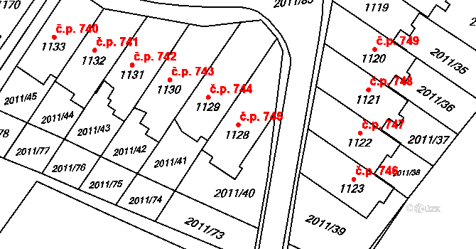 Rtyně v Podkrkonoší 745 na parcele st. 1128 v KÚ Rtyně v Podkrkonoší, Katastrální mapa