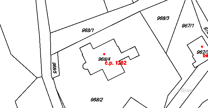 Bystřice 1262 na parcele st. 968/4 v KÚ Bystřice nad Olší, Katastrální mapa