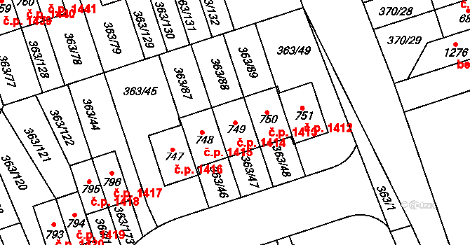 Hostivice 1414 na parcele st. 749 v KÚ Litovice, Katastrální mapa