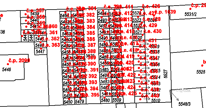 Tábor 403 na parcele st. 5487 v KÚ Tábor, Katastrální mapa