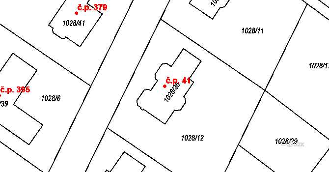 Křelov 41, Křelov-Břuchotín na parcele st. 1028/35 v KÚ Křelov, Katastrální mapa