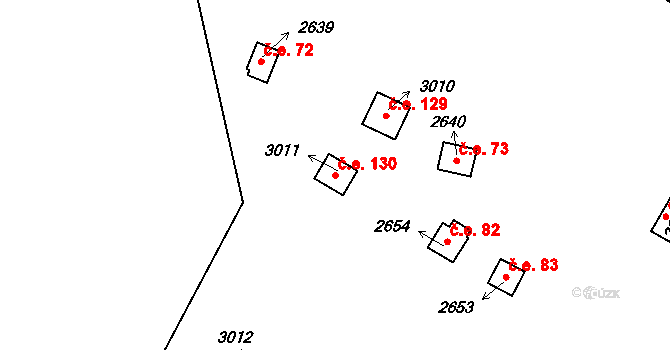 Hamrníky 130, Mariánské Lázně na parcele st. 3011 v KÚ Úšovice, Katastrální mapa