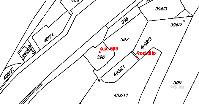 Děčín IV-Podmokly 669, Děčín na parcele st. 396 v KÚ Podmokly, Katastrální mapa