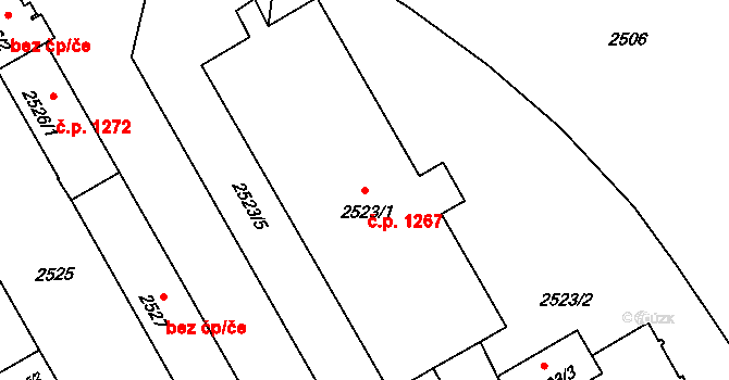 Lyžbice 1267, Třinec na parcele st. 2523/1 v KÚ Lyžbice, Katastrální mapa