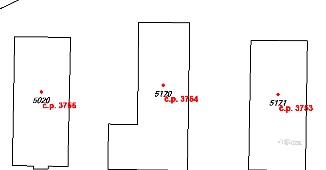 Zlín 3754 na parcele st. 5170 v KÚ Zlín, Katastrální mapa