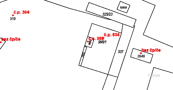 Napajedla 368 na parcele st. 996/2 v KÚ Napajedla, Katastrální mapa
