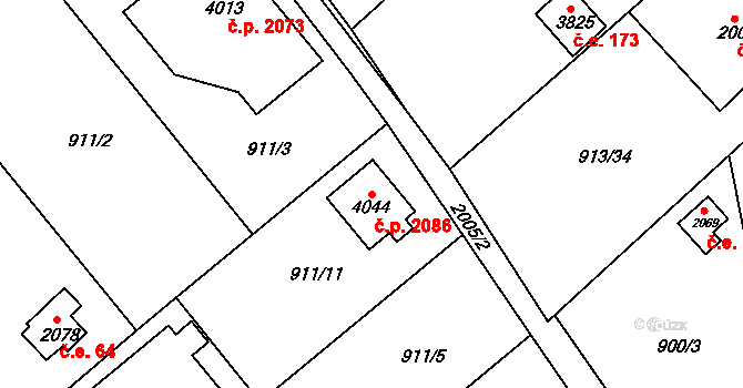 Náchod 2086 na parcele st. 4044 v KÚ Náchod, Katastrální mapa