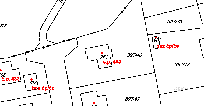 Opatovice nad Labem 463 na parcele st. 761 v KÚ Opatovice nad Labem, Katastrální mapa