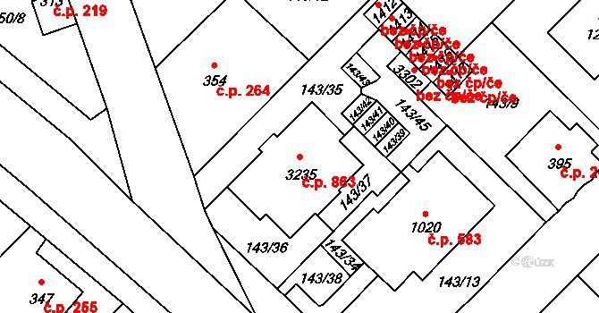 Úšovice 863, Mariánské Lázně na parcele st. 3235 v KÚ Úšovice, Katastrální mapa