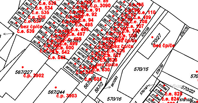 Vyškov-Předměstí 528, Vyškov na parcele st. 567/65 v KÚ Vyškov, Katastrální mapa