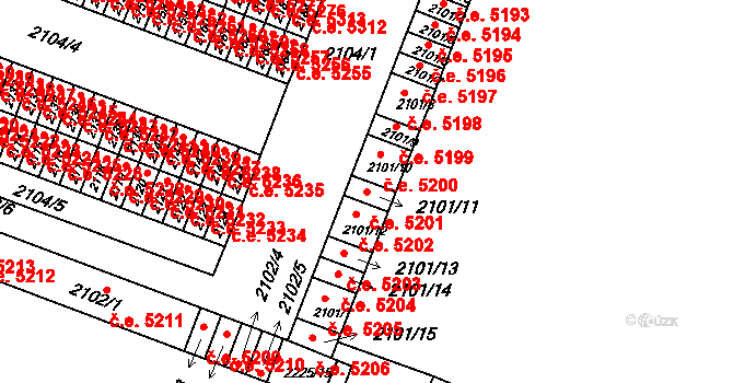 Kadaň 5201 na parcele st. 2101/11 v KÚ Kadaň, Katastrální mapa