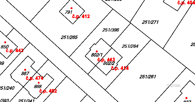 Losiná 413 na parcele st. 802/1 v KÚ Losiná u Plzně, Katastrální mapa