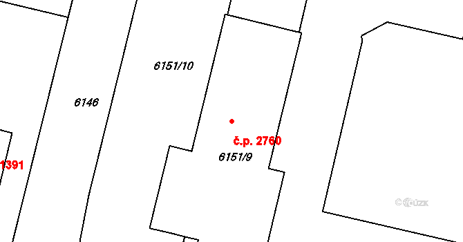 Varnsdorf 2760 na parcele st. 6151/9 v KÚ Varnsdorf, Katastrální mapa
