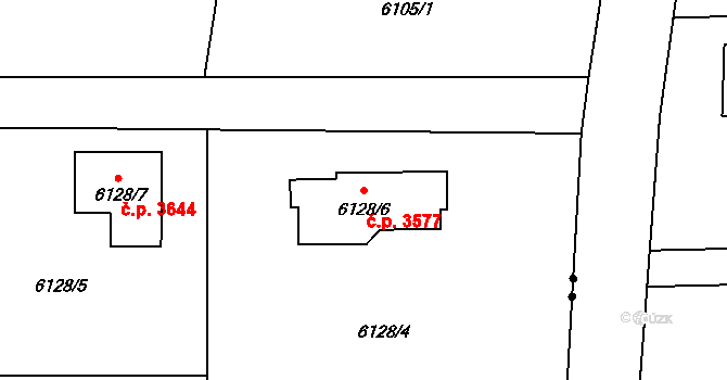 Frýdek 3577, Frýdek-Místek na parcele st. 6128/6 v KÚ Frýdek, Katastrální mapa