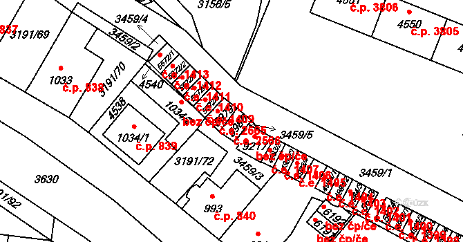 Zlín 2566 na parcele st. 5980 v KÚ Zlín, Katastrální mapa