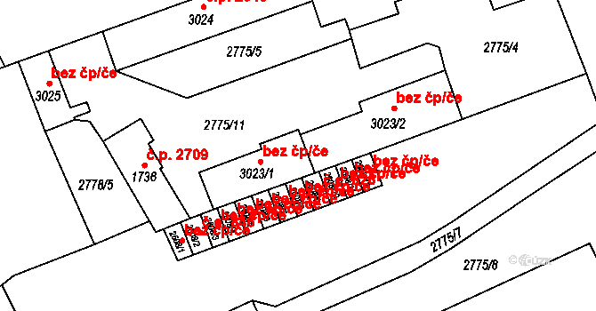 Aš 38790751 na parcele st. 3023 v KÚ Aš, Katastrální mapa