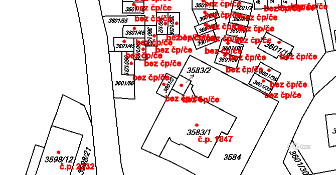 Teplice 39154751 na parcele st. 3601/3 v KÚ Teplice, Katastrální mapa