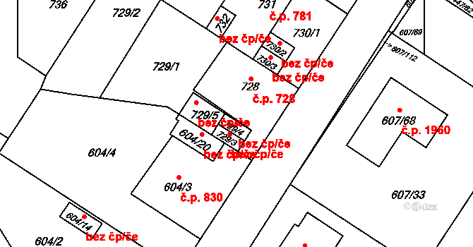 Plzeň 40232751 na parcele st. 729/4 v KÚ Bolevec, Katastrální mapa