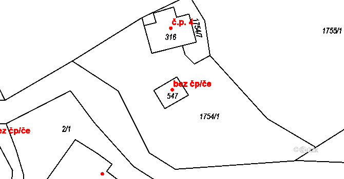 Markvartice 40695751 na parcele st. 547 v KÚ Markvartice u Děčína, Katastrální mapa