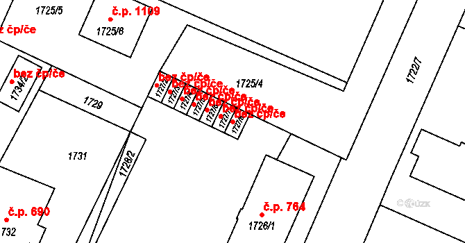 Holice 42295751 na parcele st. 1727/8 v KÚ Holice v Čechách, Katastrální mapa